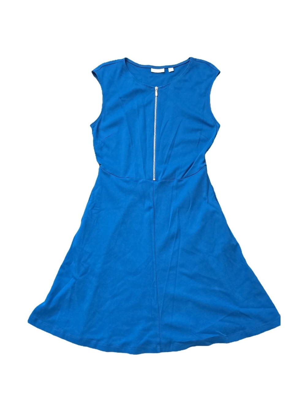 New York & Company Cobalt Zip-Front Fit-and-Flare Dress